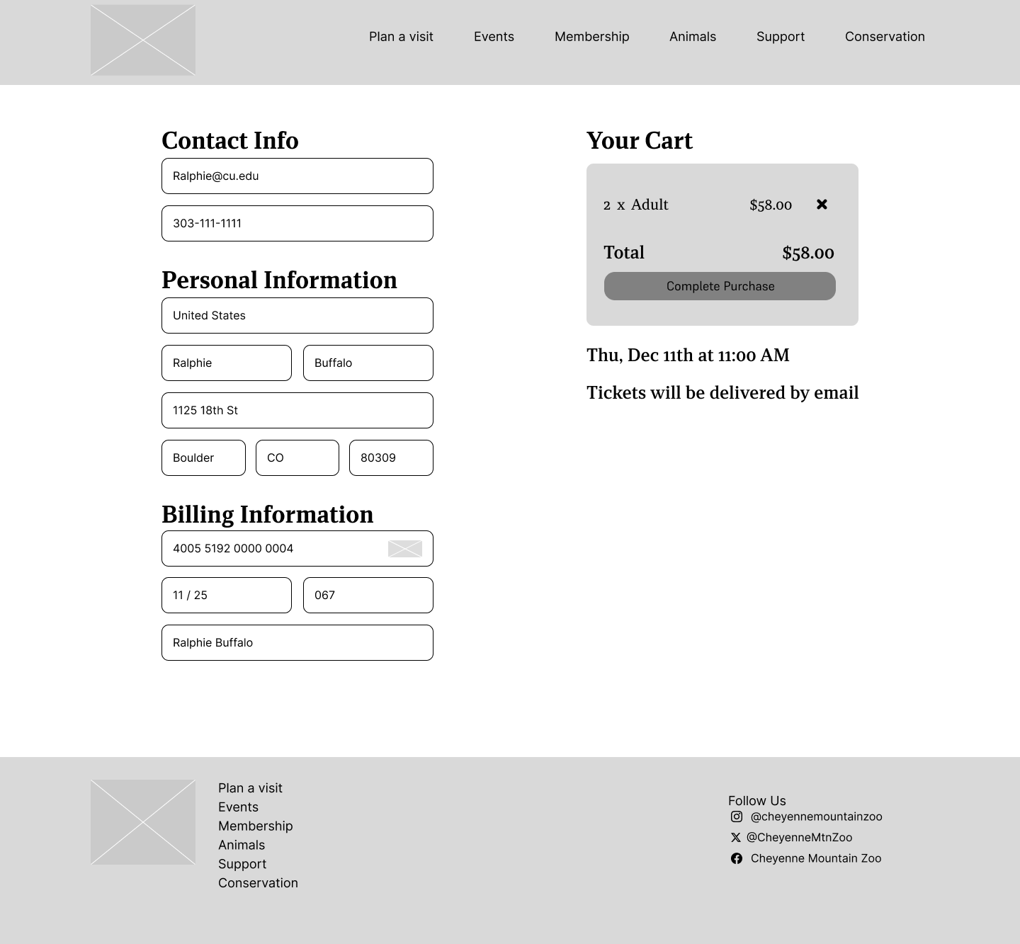 Mid-fidelity Checkout